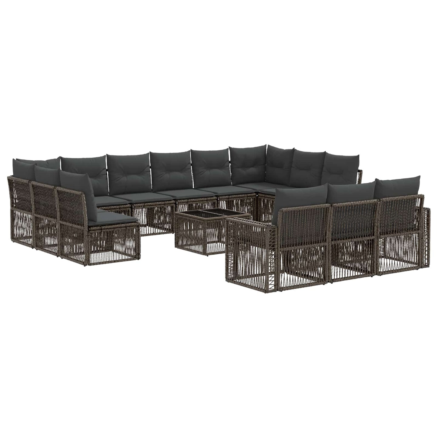 Set Divano da Giardino 14 pcs Grigio e Grigio Scuro polyrattan | homemem39