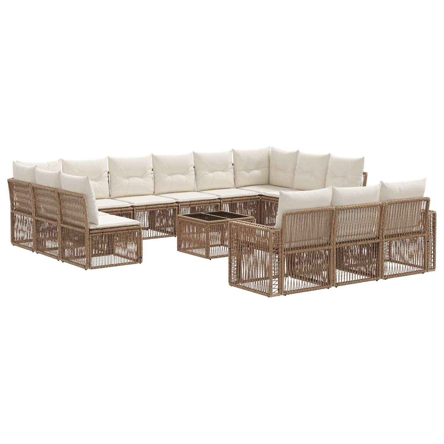 Set Divano da Giardino 14 pcs Beige e Bianco Crema polyrattan | homemem39
