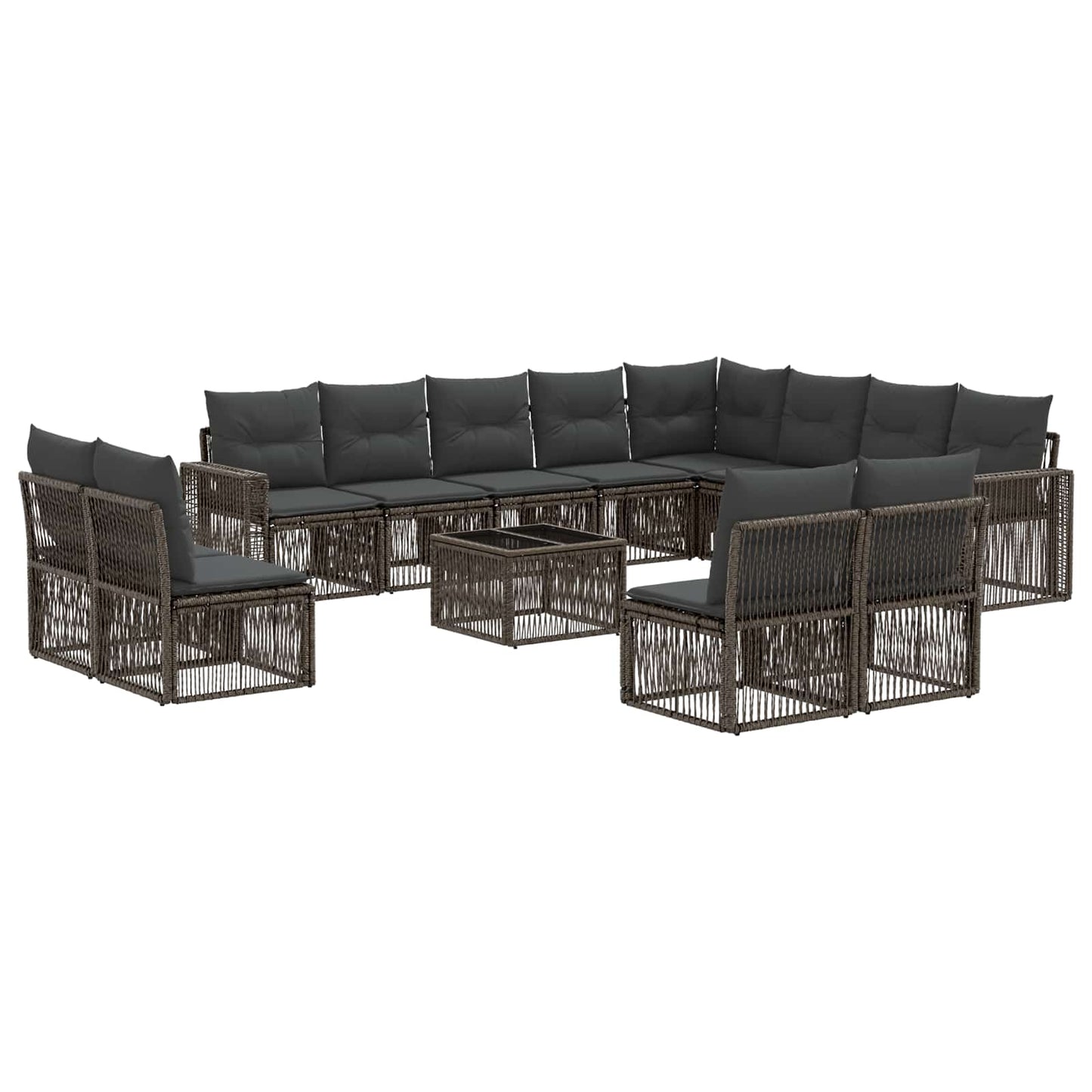 Set Divano da Giardino 13 pcs Grigio e Grigio Scuro polyrattan | homemem39