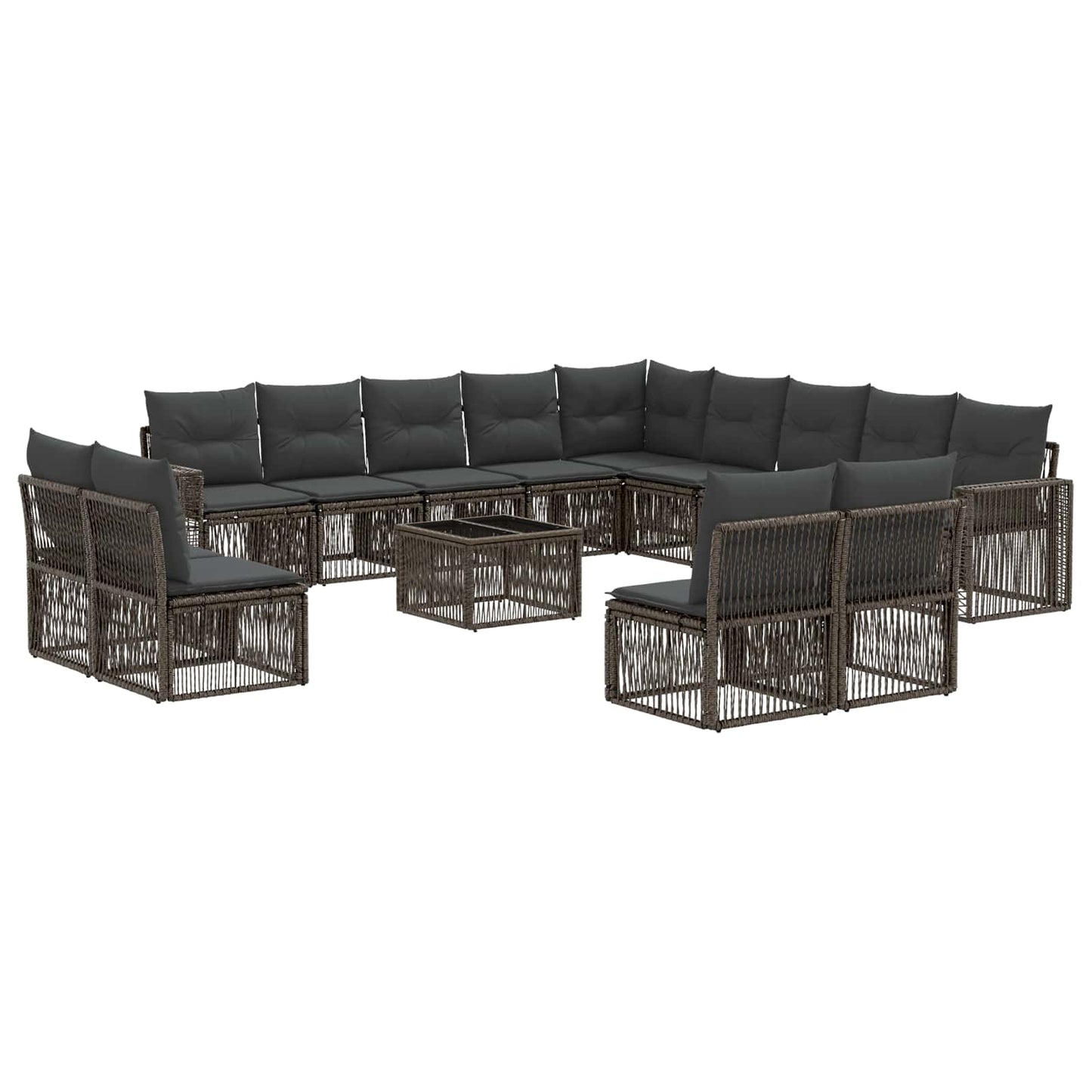 Set Divano da Giardino 14 pcs Grigio e Grigio Scuro polyrattan | homemem39