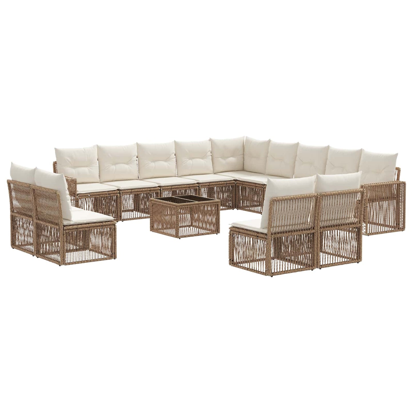 Set Divano da Giardino 14 pcs Beige e Bianco Crema polyrattan | homemem39