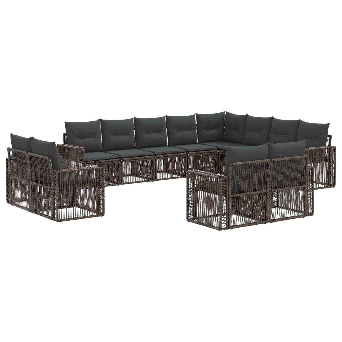 Set Divano da Giardino 12 pcs Grigio e Grigio Scuro polyrattan | homemem39
