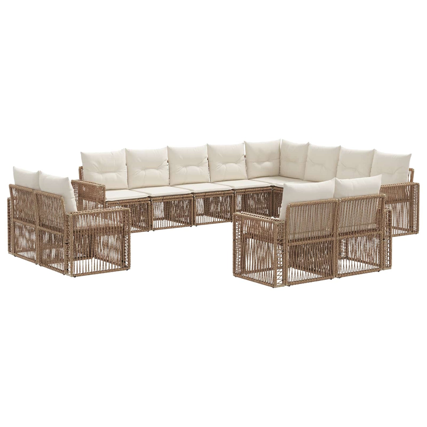 Set Divano da Giardino 12 pcs Beige e Bianco Crema polyrattan | homemem39