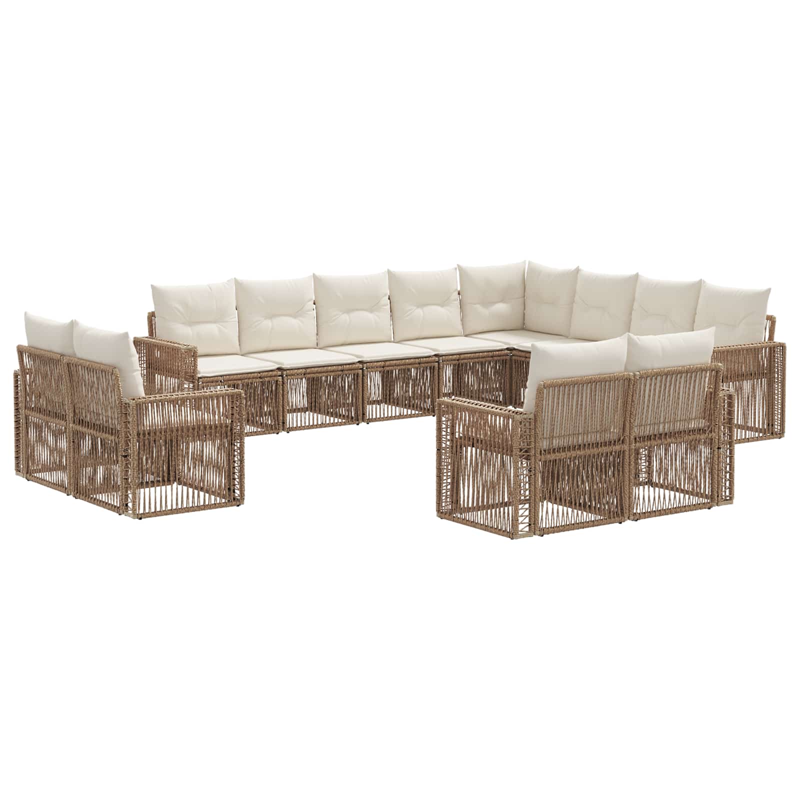 Set Divano da Giardino 12 pcs Beige e Bianco Crema polyrattan | homemem39