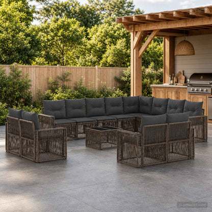 Set Divano da Giardino 13 pcs Grigio e Grigio Scuro polyrattan | homemem39
