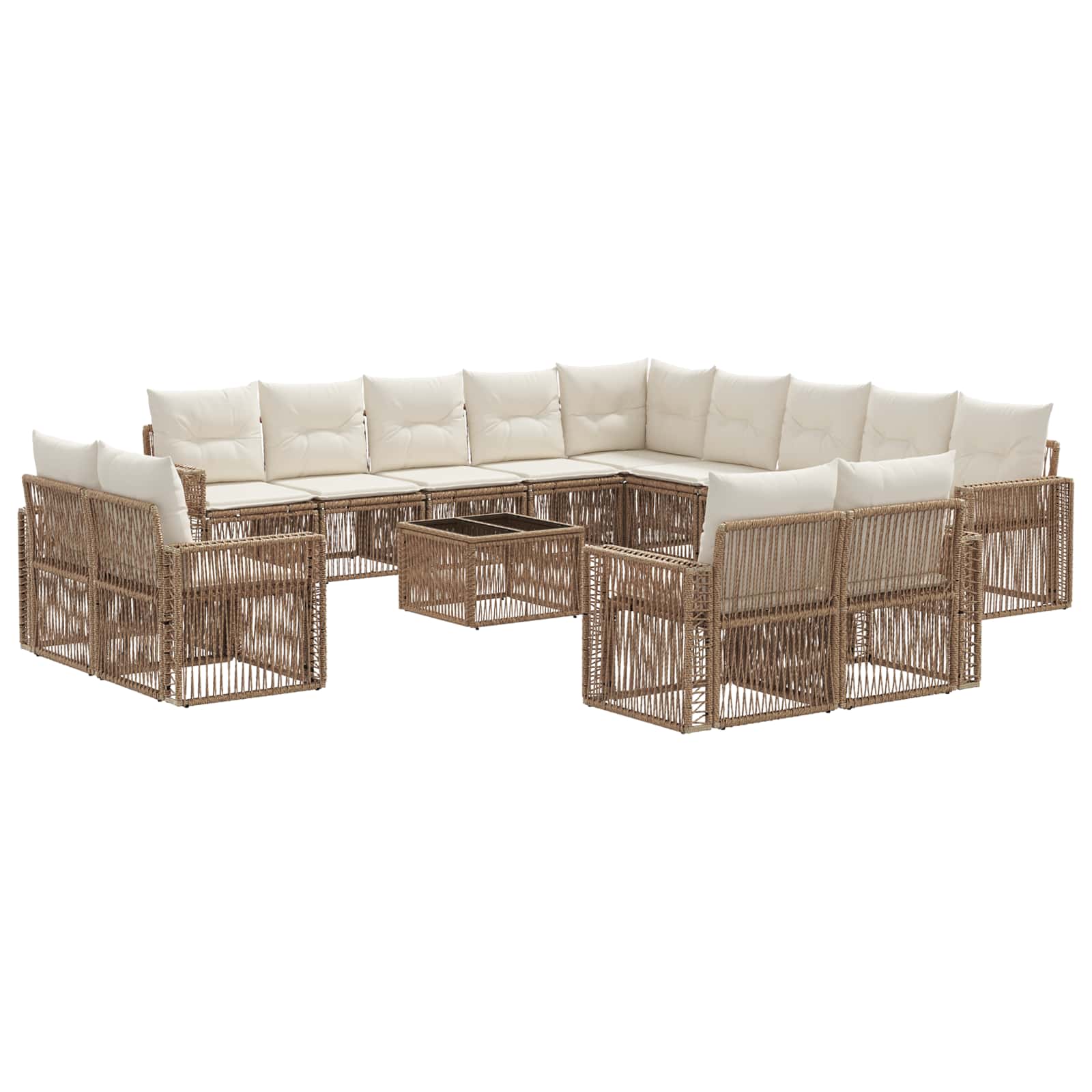 Set Divano da Giardino 14 pcs Beige e Bianco Crema polyrattan | homemem39