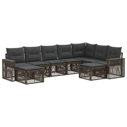 Set Divano da Giardino 9 pcs Grigio e Grigio Scuro polyrattan | homemem39