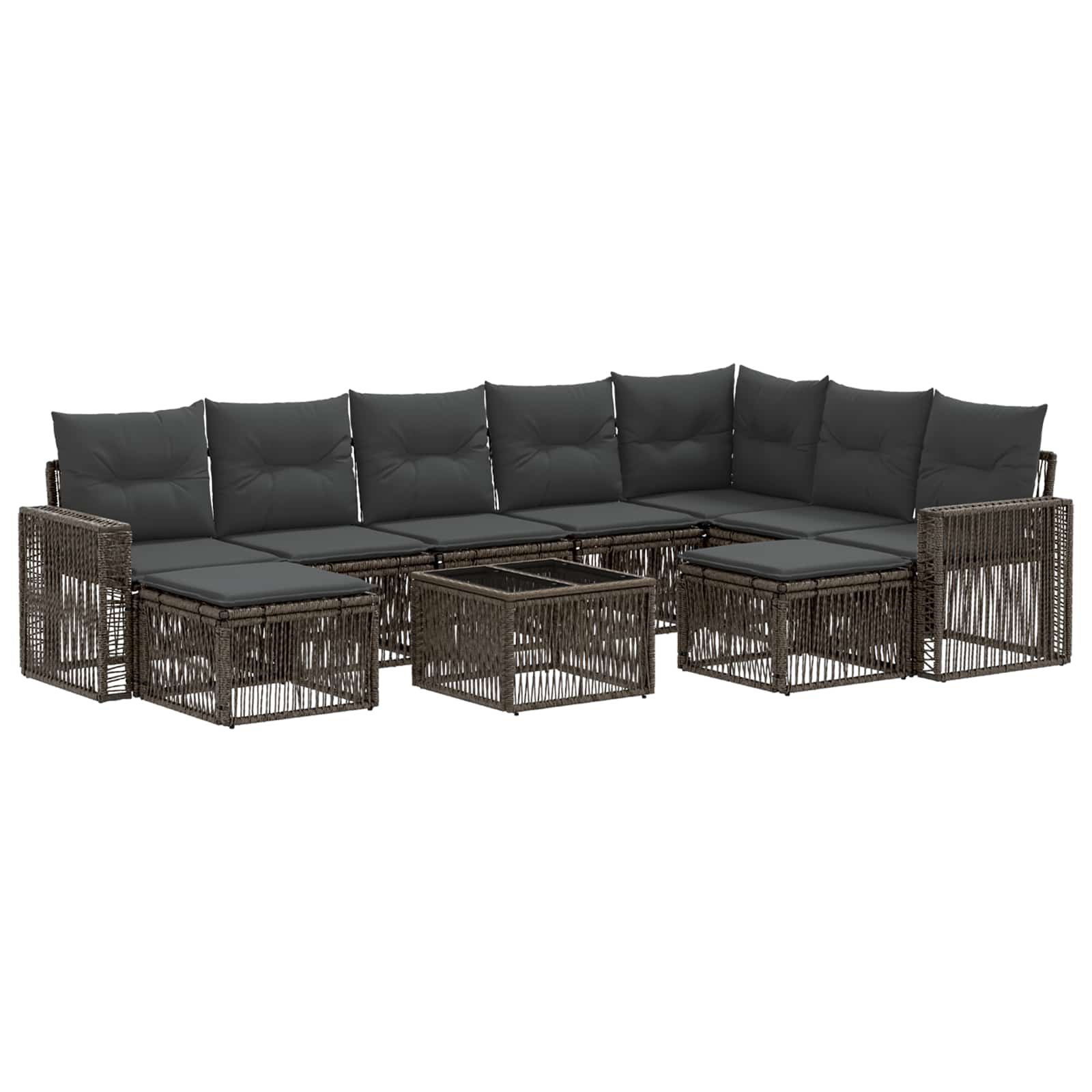 Set Divano da Giardino 10 pcs Grigio e Grigio Scuro polyrattan | homemem39
