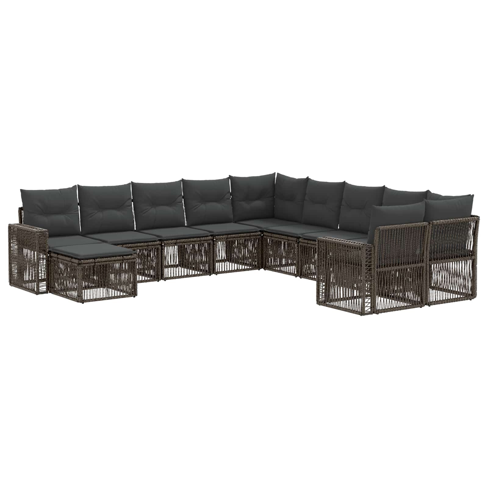 Set Divano da Giardino 11 pcs Grigio e Grigio Scuro polyrattan | homemem39