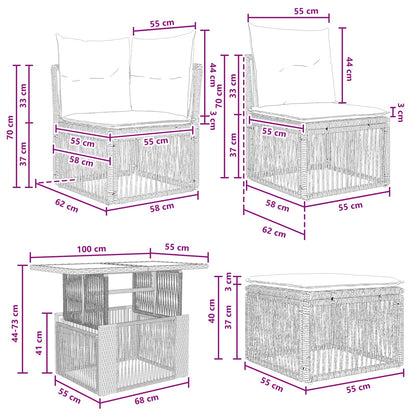 Set Divano da Giardino 11 pcs Grigio e Grigio Scuro polyrattan | homemem39