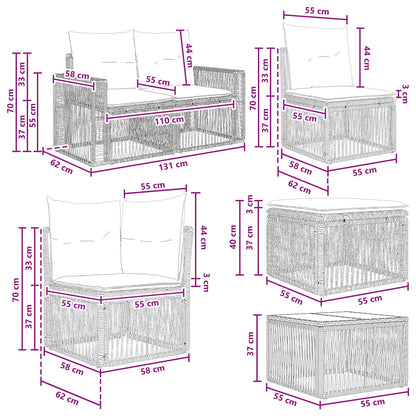 Set Divano da Giardino 12 pcs Nero e Bianco Crema polyrattan | homemem39