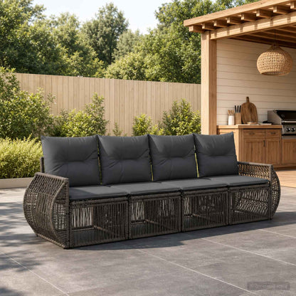 Set Divano da Giardino 4 pcs Grigio e Grigio Scuro polyrattan | homemem39