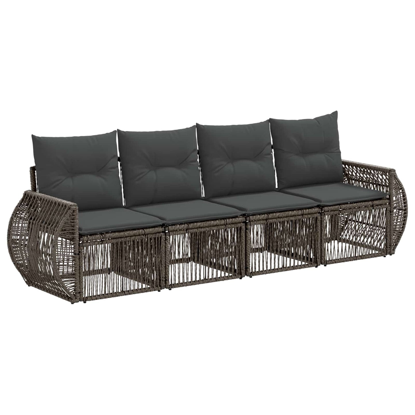 Set Divano da Giardino 4 pcs Grigio e Grigio Scuro polyrattan | homemem39