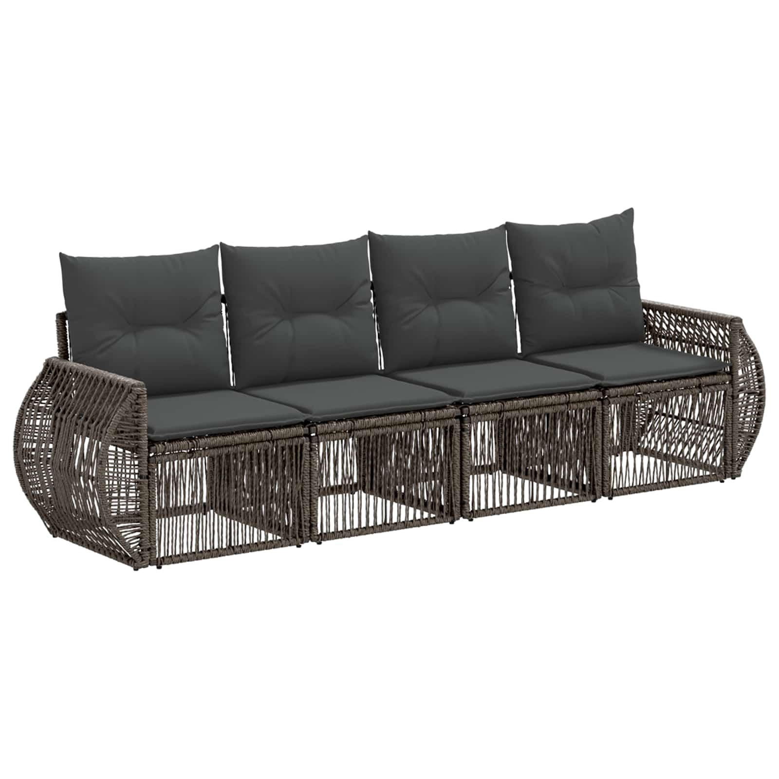 Set Divano da Giardino 4 pcs Grigio e Grigio Scuro polyrattan | homemem39