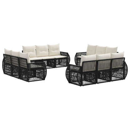 Set Divano da Giardino 12 pcs Nero e Bianco Crema polyrattan | homemem39