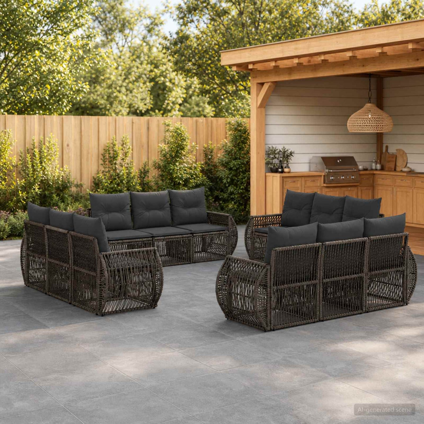 Set Divano da Giardino 12 pcs Grigio e Grigio Scuro polyrattan | homemem39