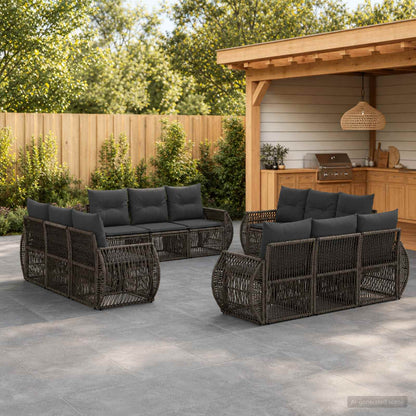 Set Divano da Giardino 12 pcs Grigio e Grigio Scuro polyrattan | homemem39