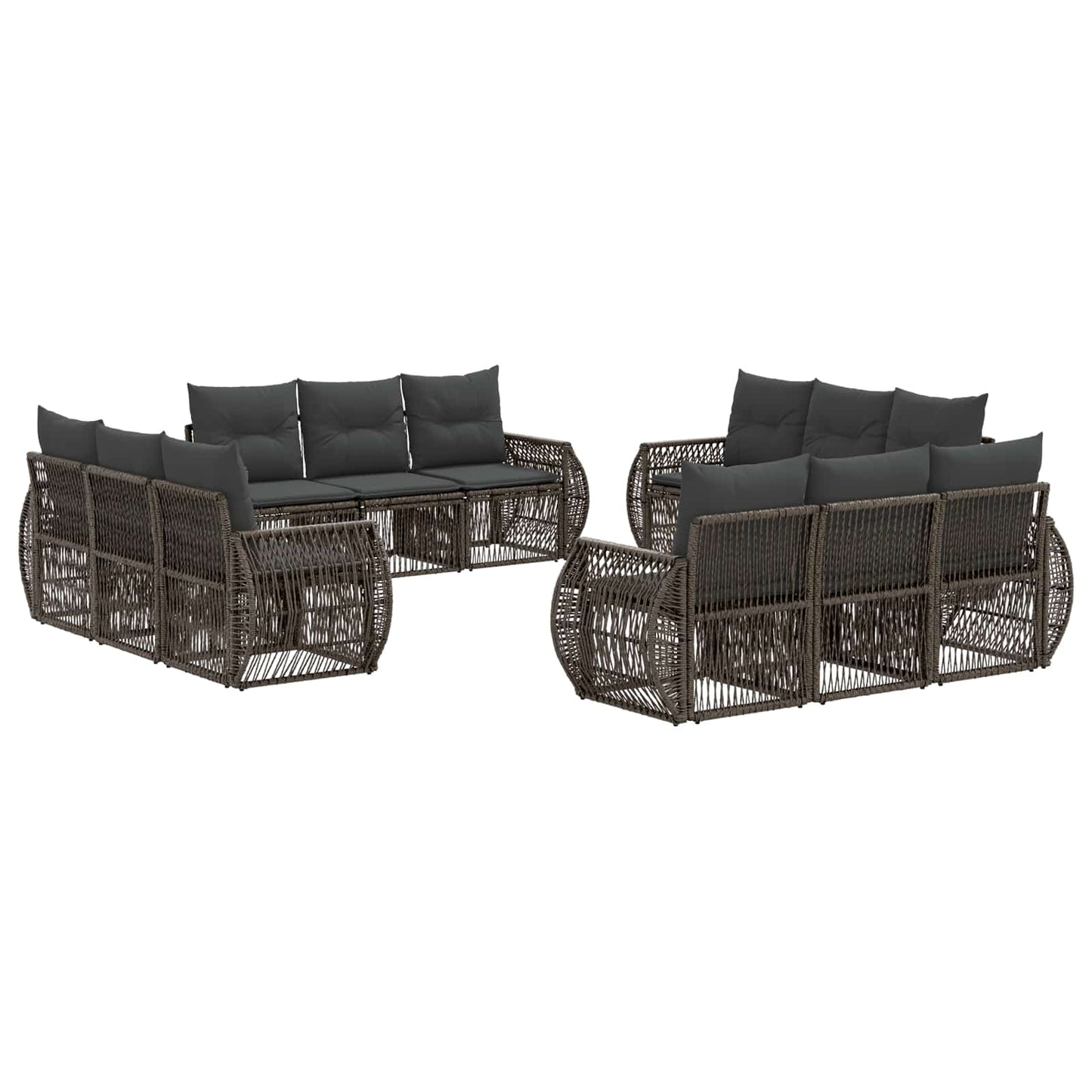 Set Divano da Giardino 12 pcs Grigio e Grigio Scuro polyrattan | homemem39