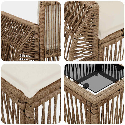 Set Divano da Giardino 13 pcs Beige e Bianco Crema polyrattan | homemem39