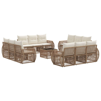 Set Divano da Giardino 13 pcs Beige e Bianco Crema polyrattan | homemem39