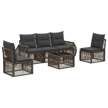 Set Divano da Giardino 6 pcs Grigio e Grigio Scuro polyrattan | homemem39
