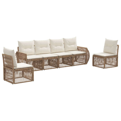 Set Divano da Giardino 6 pcs Beige e Bianco Crema polyrattan | homemem39