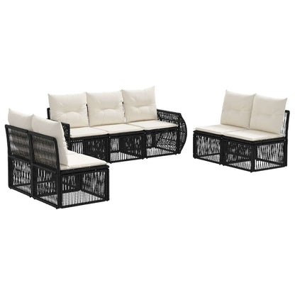 Set Divano da Giardino 7 pcs Nero e Bianco Crema polyrattan | homemem39