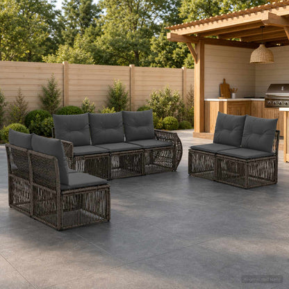 Set Divano da Giardino 7 pcs Grigio e Grigio Scuro polyrattan | homemem39