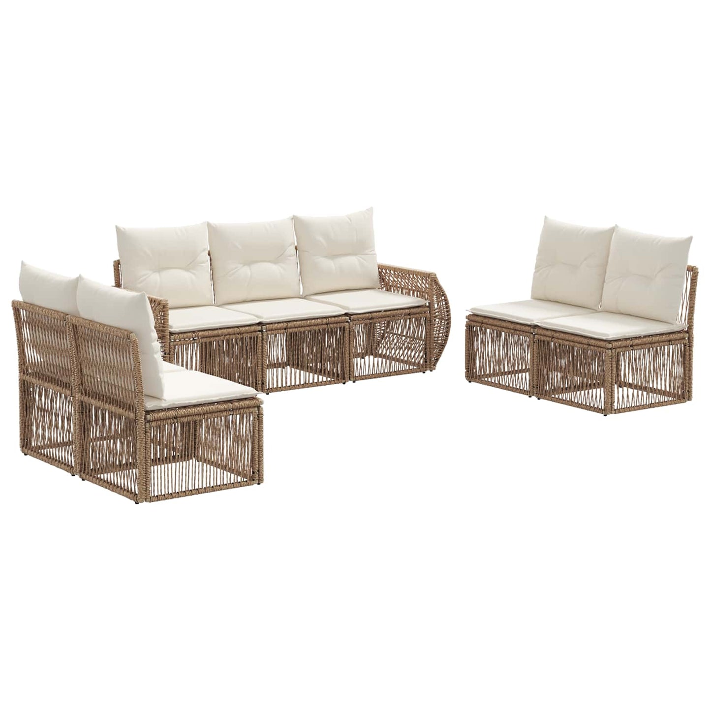 Set Divano da Giardino 7 pcs Beige e Bianco Crema polyrattan | homemem39