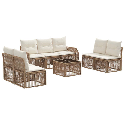 Set Divano da Giardino 8 pcs Beige e Bianco Crema polyrattan | homemem39