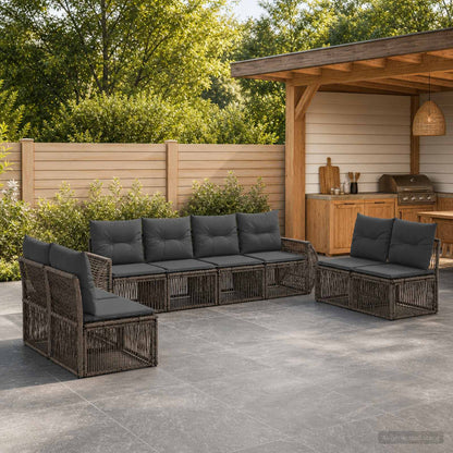 Set Divano da Giardino 8 pcs Grigio e Grigio Scuro polyrattan | homemem39