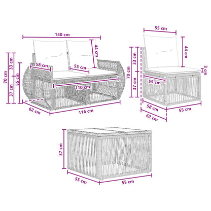 Set Divano da Giardino 9 pcs Grigio e Grigio Scuro polyrattan | homemem39