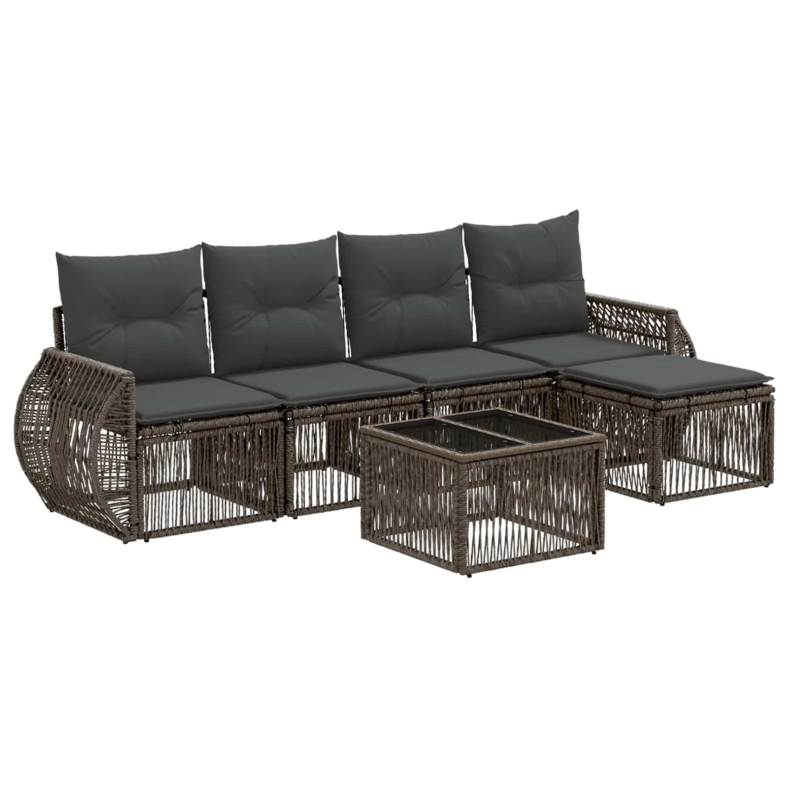 Set Divano da Giardino 6 pcs Grigio e Grigio Scuro polyrattan | homemem39