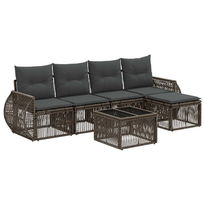 Set Divano da Giardino 6 pcs Grigio e Grigio Scuro polyrattan | homemem39