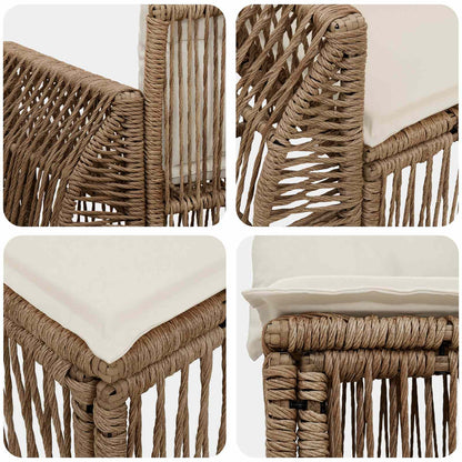 Set Divano da Giardino 4 pcs Beige e Bianco Crema polyrattan | homemem39