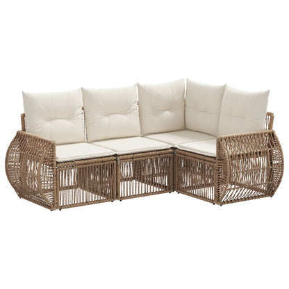 Set Divano da Giardino 4 pcs Beige e Bianco Crema polyrattan | homemem39