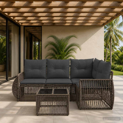 Set Divano da Giardino 5 pz Grigio e Grigio Scuro polyrattan