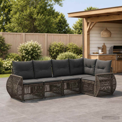 Set Divano da Giardino 5 pz Grigio e Grigio Scuro polyrattan