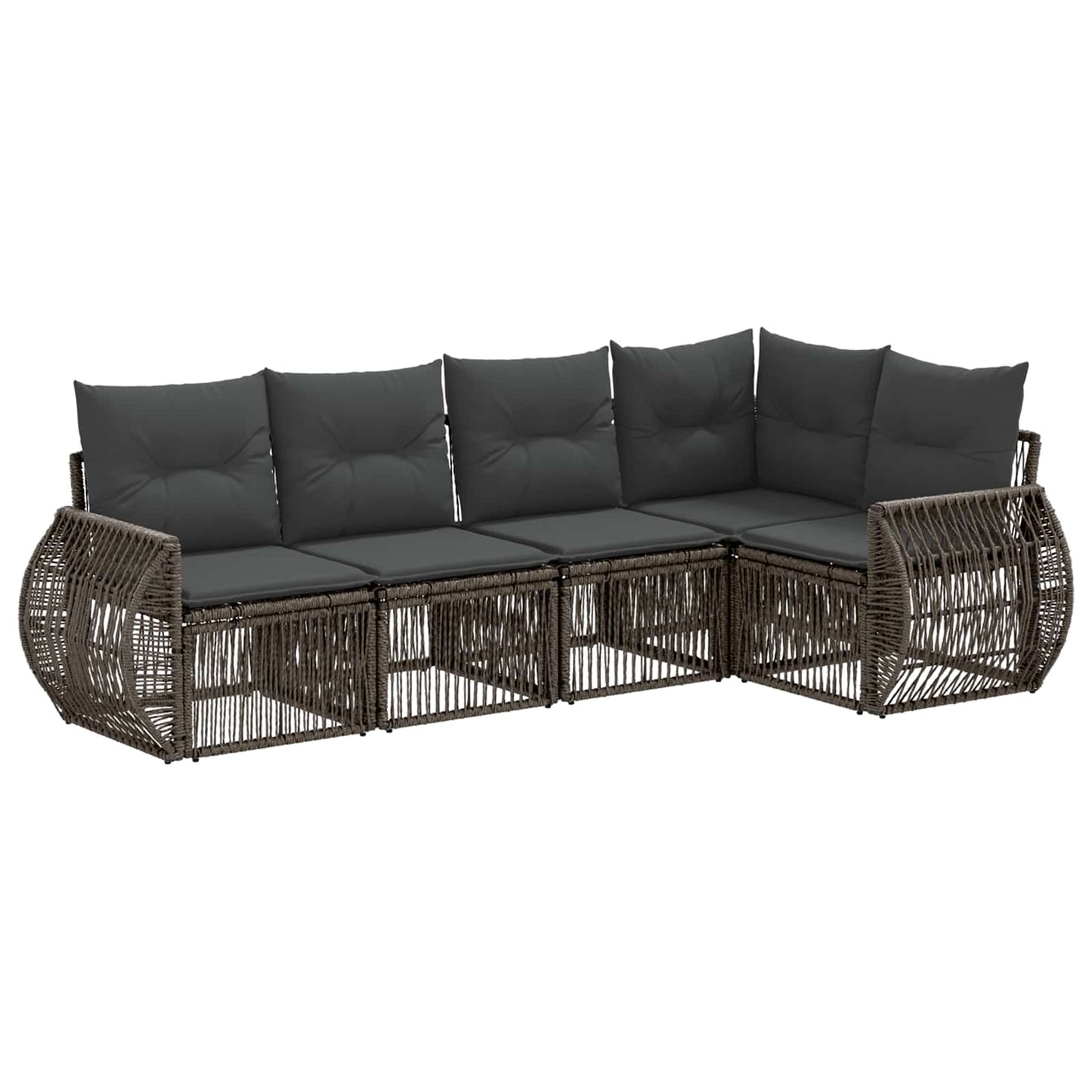 Set Divano da Giardino 5 pcs Grigio e Grigio Scuro polyrattan | homemem39