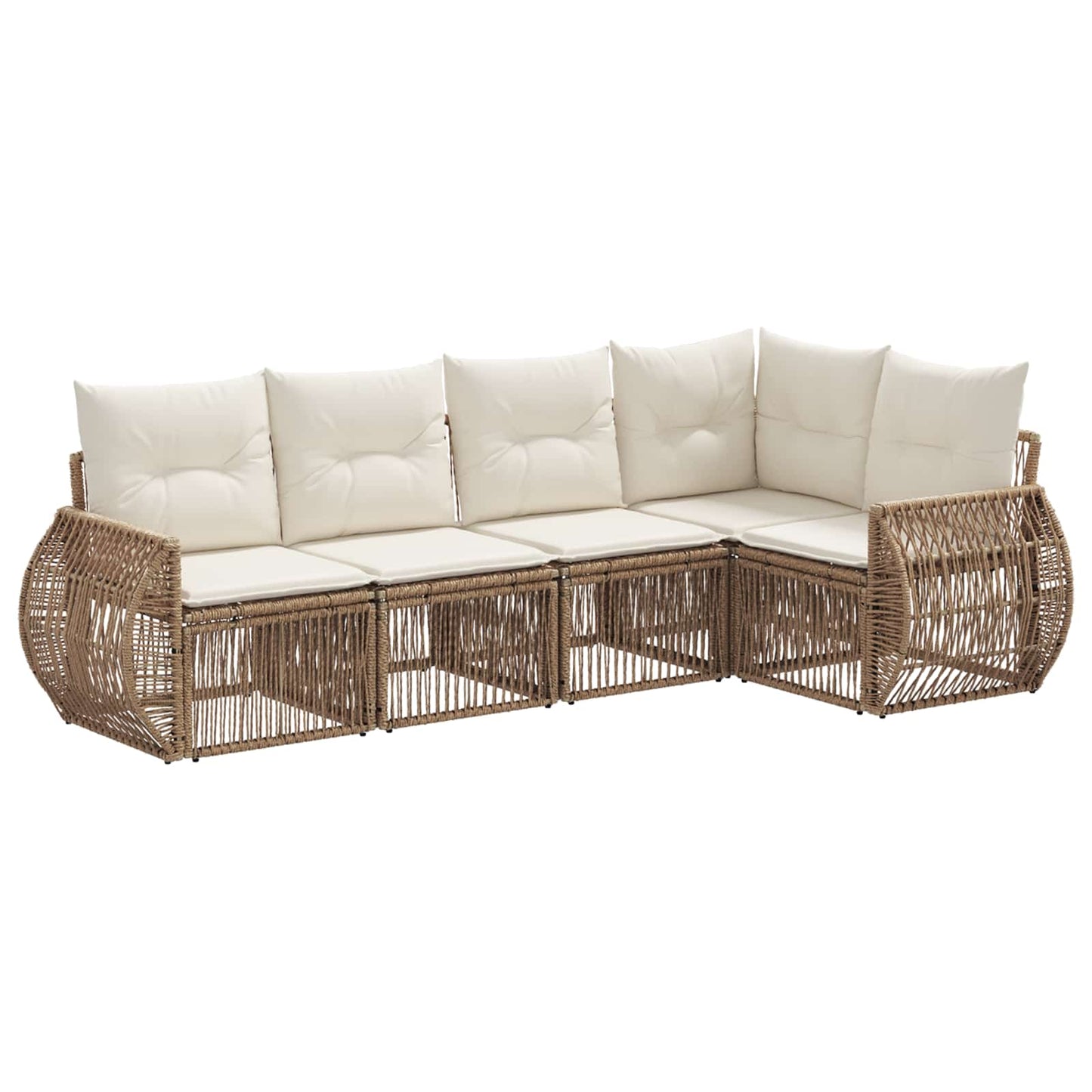 Set Divano da Giardino 5 pcs Beige e Bianco Crema polyrattan | homemem39