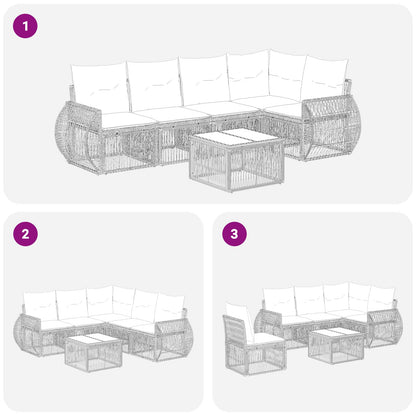 Set Divano da Giardino 6 pcs Nero e Bianco Crema polyrattan | homemem39