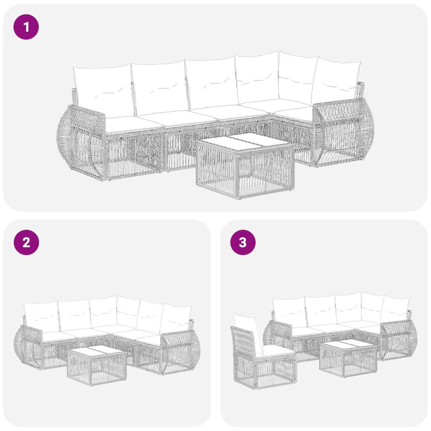 Set Divano da Giardino 6 pcs Grigio e Grigio Scuro polyrattan | homemem39