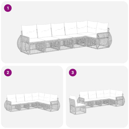 Set Divano da Giardino 6 pcs Nero e Bianco Crema polyrattan | homemem39