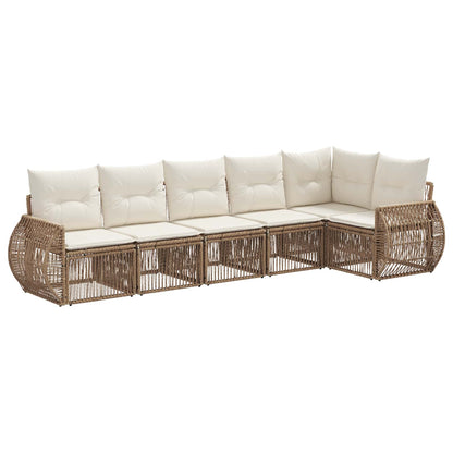 Set Divano da Giardino 6 pcs Beige e Bianco Crema polyrattan | homemem39