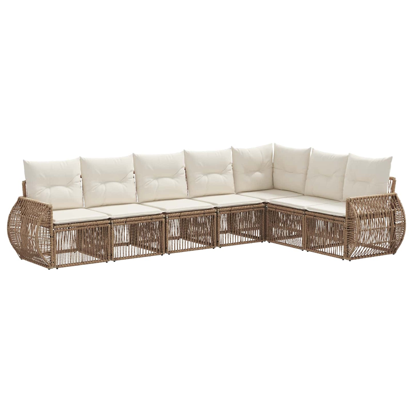 Set Divano da Giardino 7 pcs Beige e Bianco Crema polyrattan | homemem39
