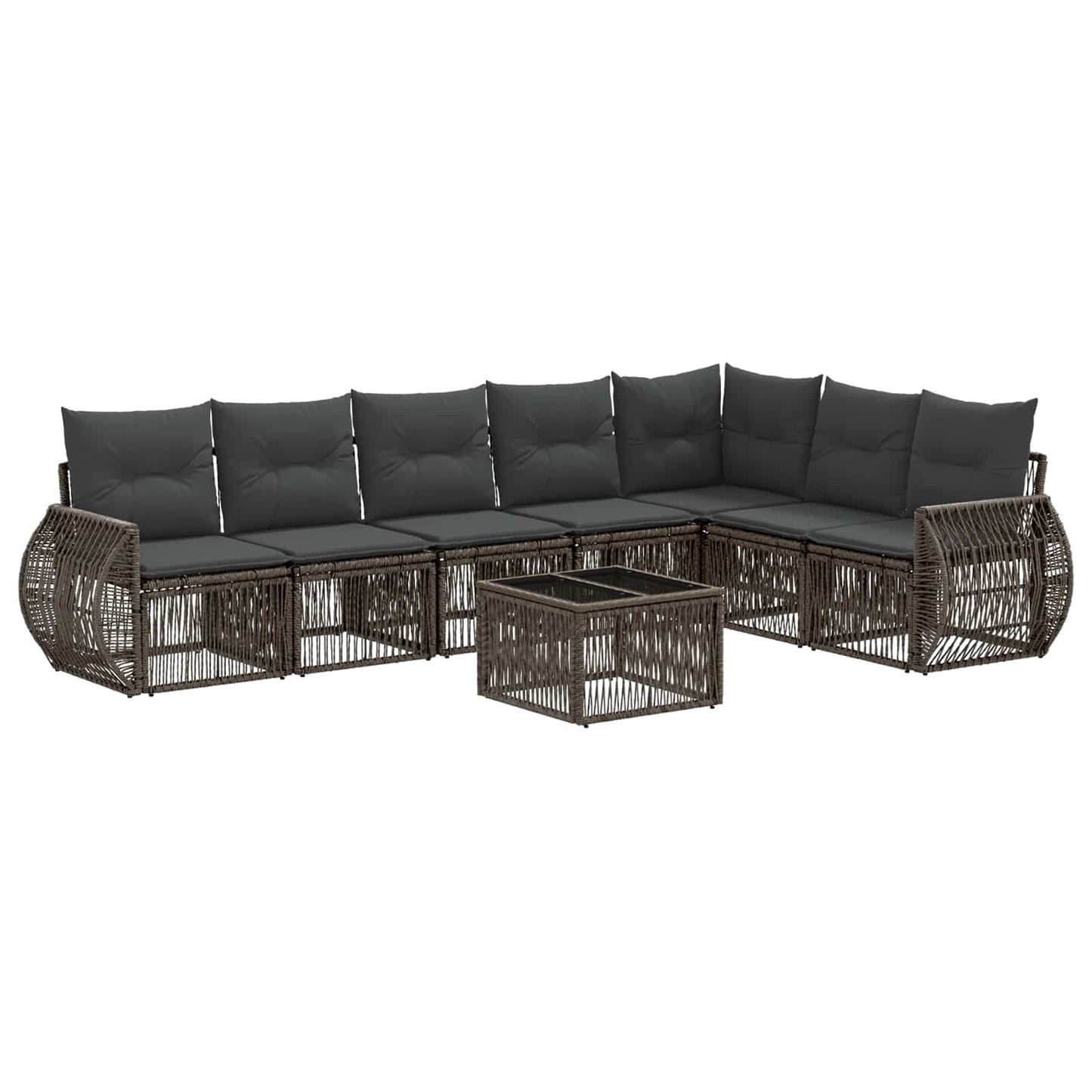 Set Divano da Giardino 8 pcs Grigio e Grigio Scuro polyrattan | homemem39