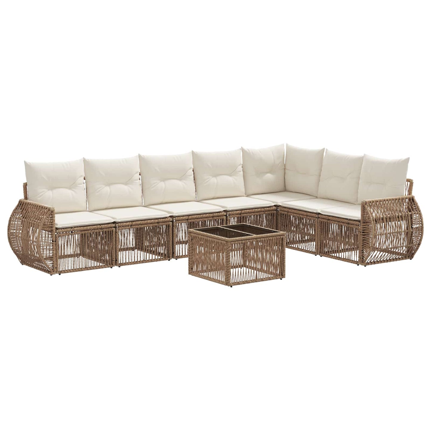 Set Divano da Giardino 8 pcs Beige e Bianco Crema polyrattan | homemem39