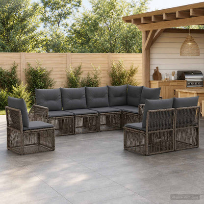 Set Divano da Giardino 8 pcs Grigio e Grigio Scuro polyrattan | homemem39