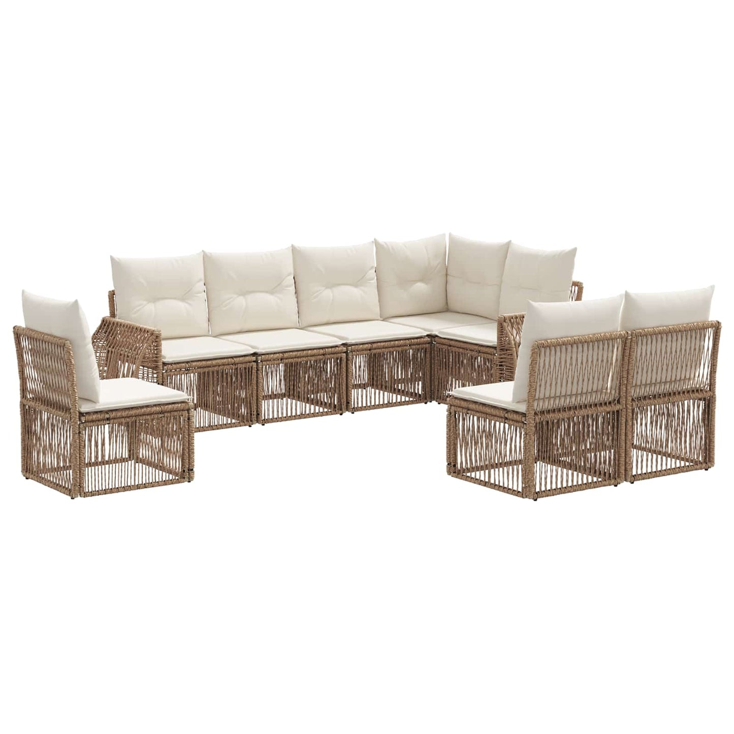 Set Divano da Giardino 8 pcs Beige e Bianco Crema polyrattan | homemem39