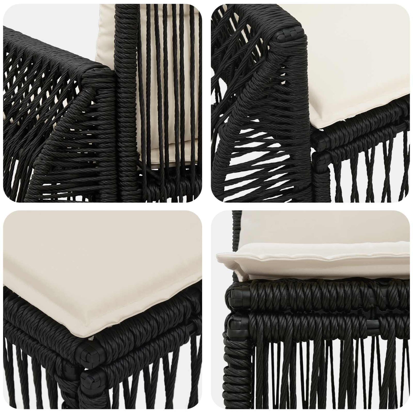 Set Divano da Giardino 9 pcs Nero e Bianco Crema polyrattan | homemem39